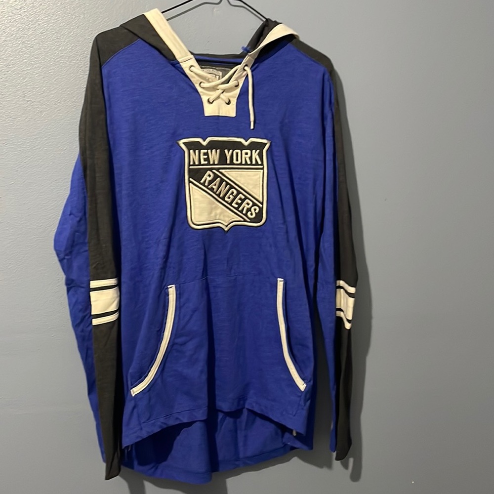 New york rangers hooded long sleeve shirt